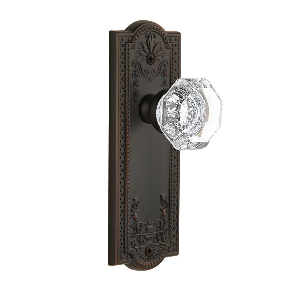 Grandeur by Nostalgic Warehouse PARCHM Privacy Knob - Parthenon Plate with Chambord Crystal Knob in Timeless Bronze